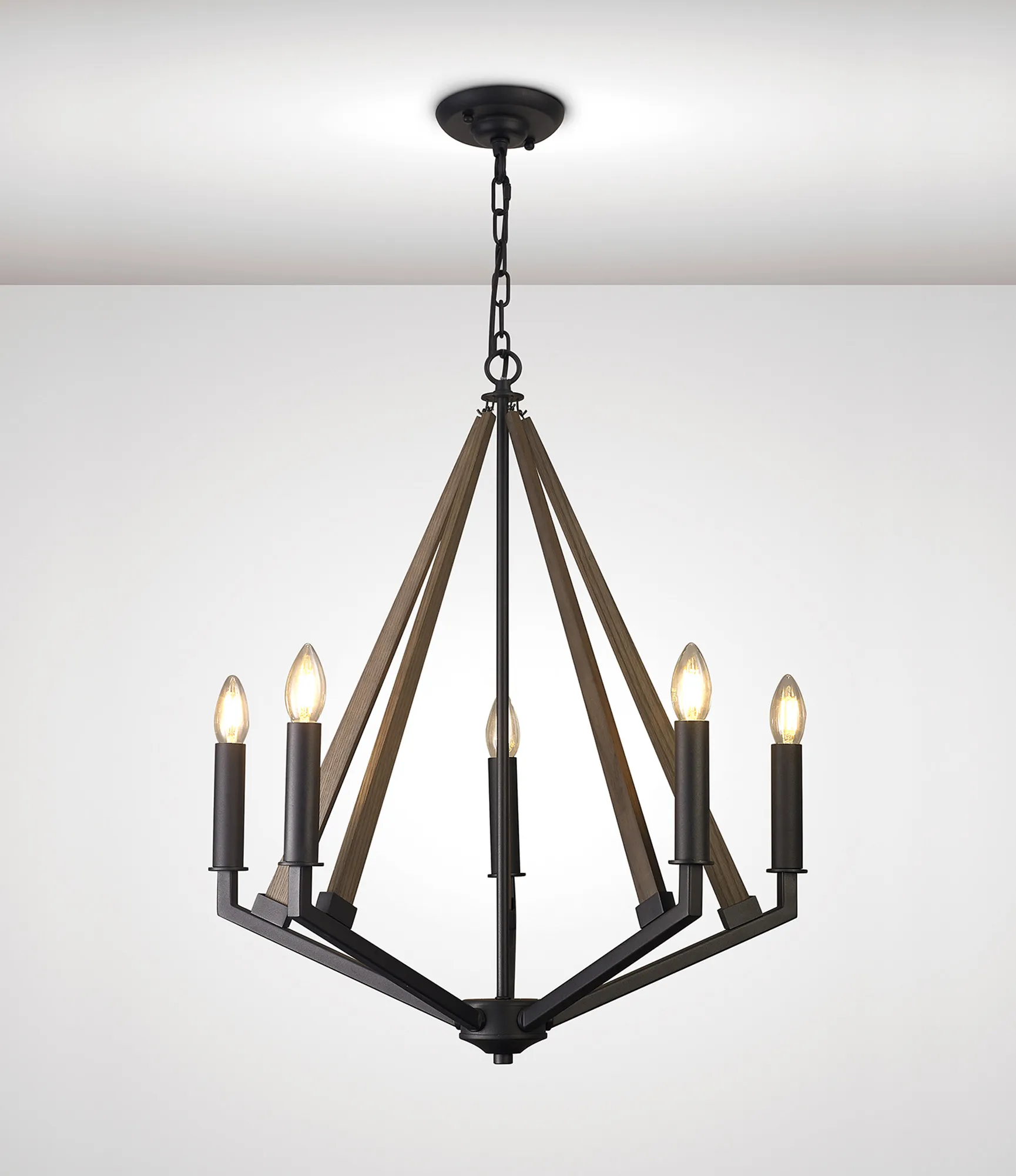 Hilton Pendant 5 Light Satin Black IL32682  Diyas Hilton